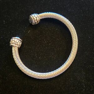 Silver Twisted Cuff Bracelet Rhinestone